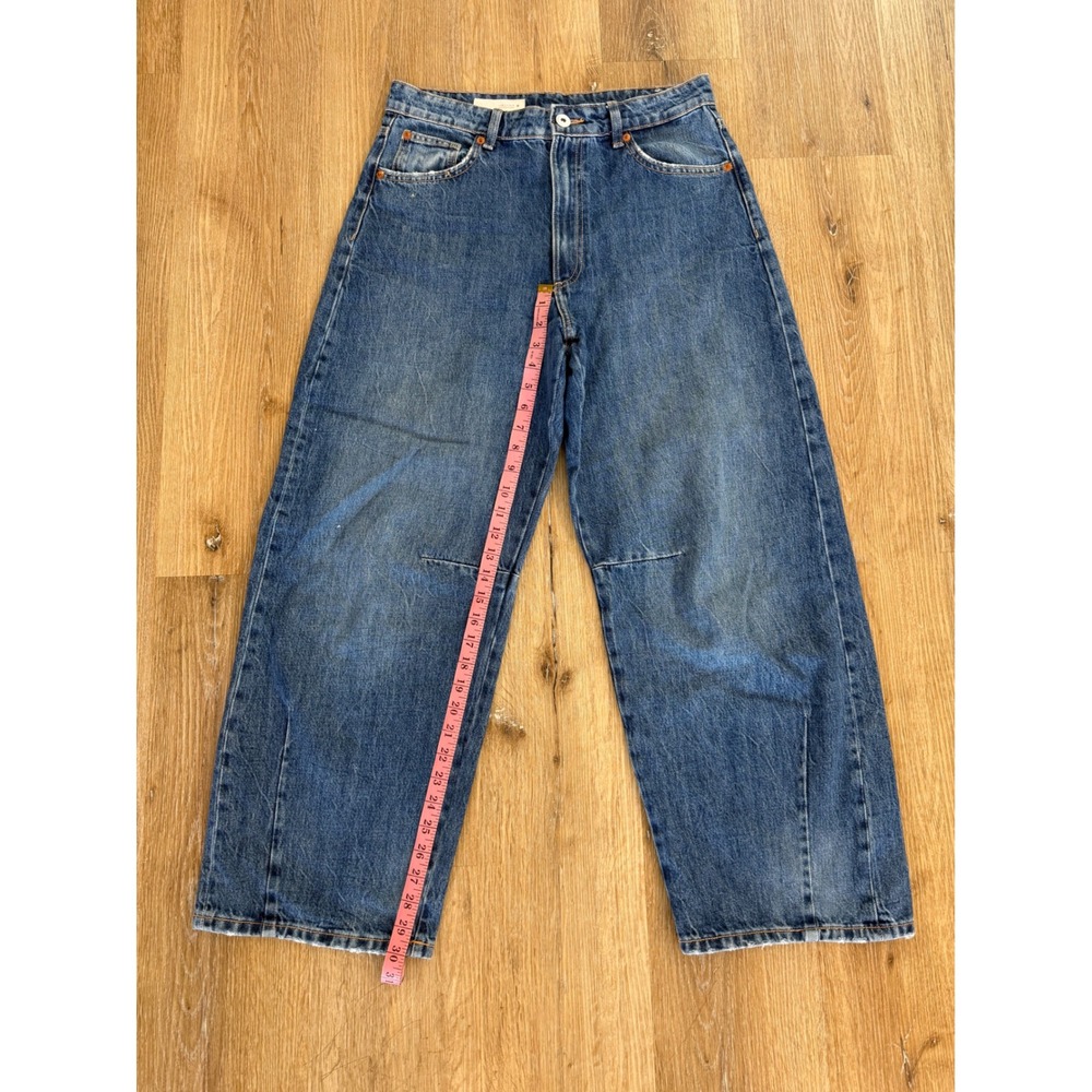 Zara Wide Leg Jeans Womens 6 Blue High Rise Baggy Denim Oversized Grunge Skater - Picture 7 of 9